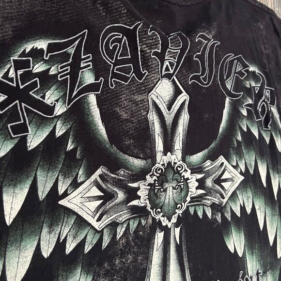 🔥☠️ Y2K XZAVIER UNLIMITED PATRON SAINT Affliction Style Graphic Tee 2XL - EUC - Picture 10 of 11